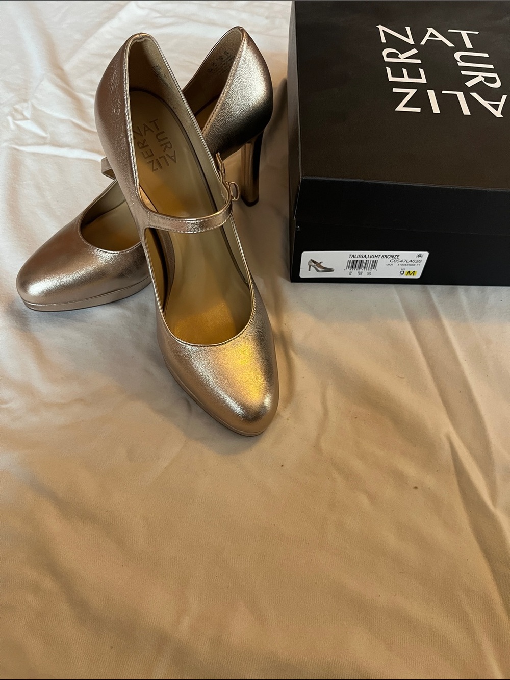 Naturalizer Bronze Metallic Mary-Jane Heels